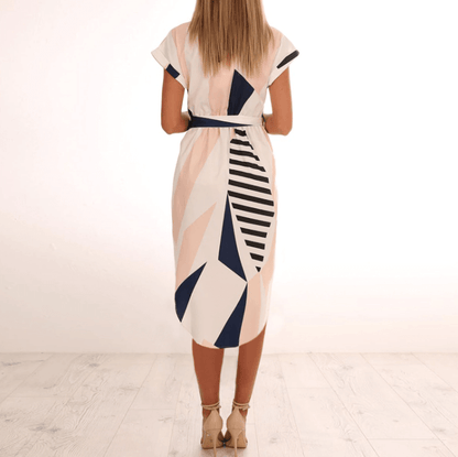 Vestido Midi Asimétrico con Escote en V y Aberturas Laterales para Mujer | Ideal para Verano