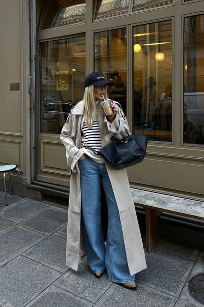 Abrigo Tipo Trench Con Cinturón Ajustable Para Mujer | Ideal Para Entretiempo Y Ocasiones Formales