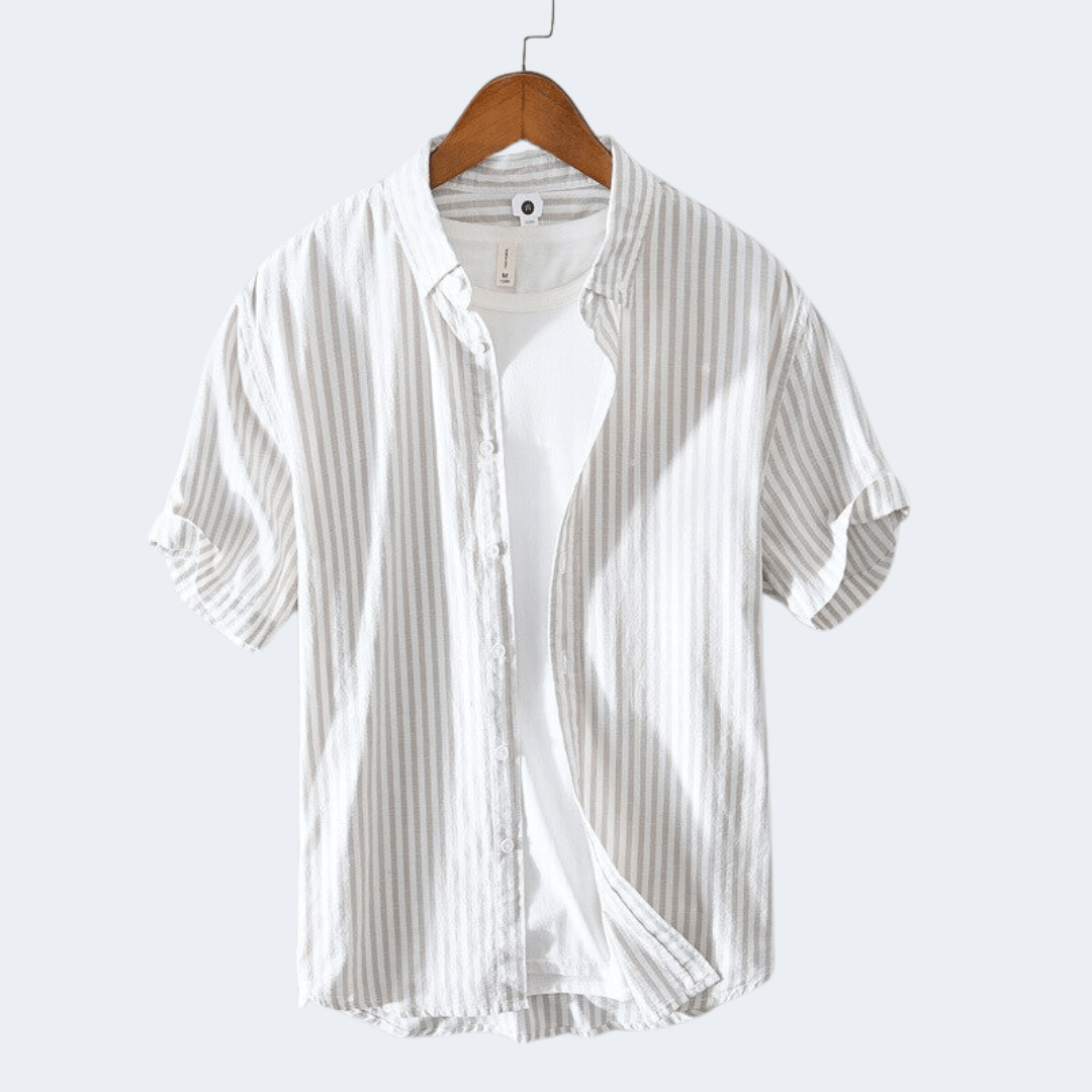 Camisa de Rayas Verticales con Cuello Clásico para Hombre | Ideal para Días Cálidos y Uso Diario