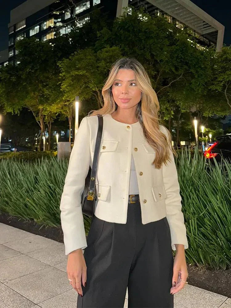 Blazer con Corte Ajustado y Motivo Estructurado para Personas Adultas | Ideal para Uso Profesional y Formal