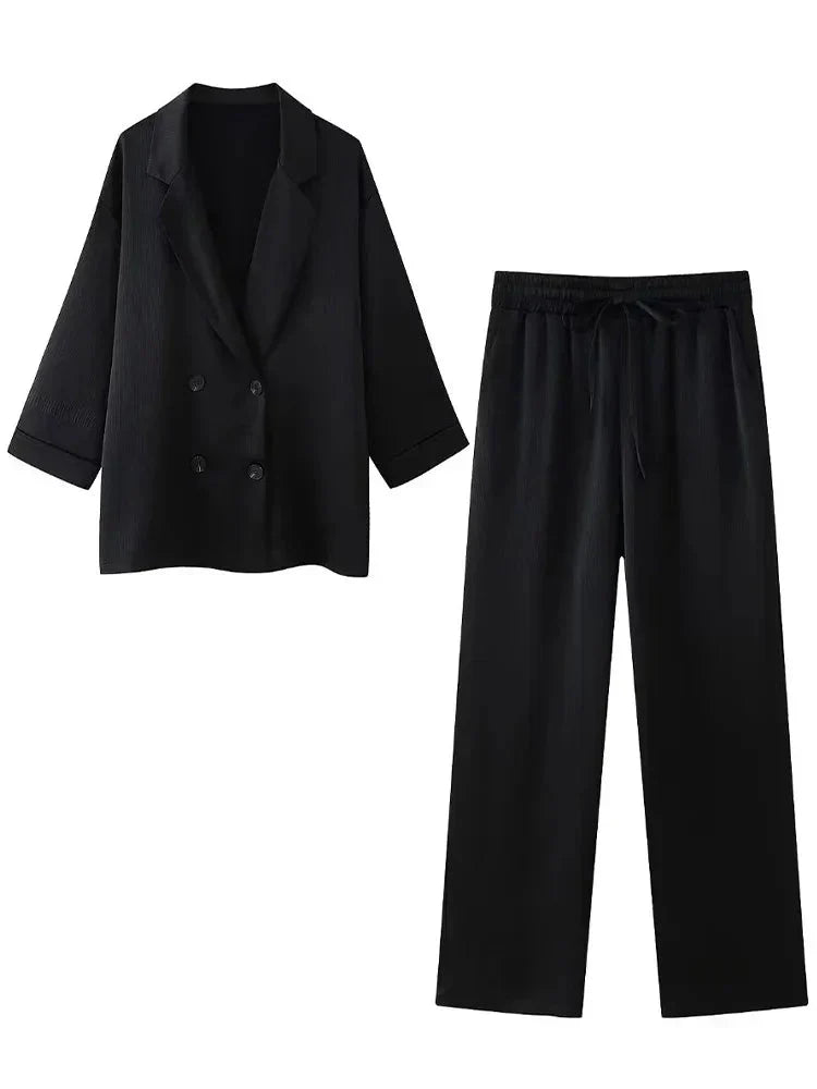 Conjunto De Dos Piezas con Blazer De Doble Botonadura y Pantalón para Adultos | Ideal para Oficina O Uso Diario