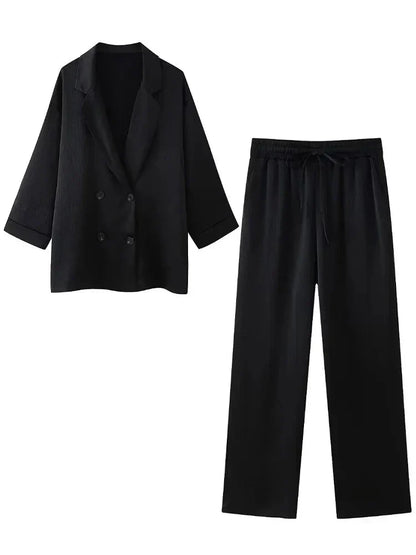Conjunto De Dos Piezas con Blazer De Doble Botonadura y Pantalón para Adultos | Ideal para Oficina O Uso Diario