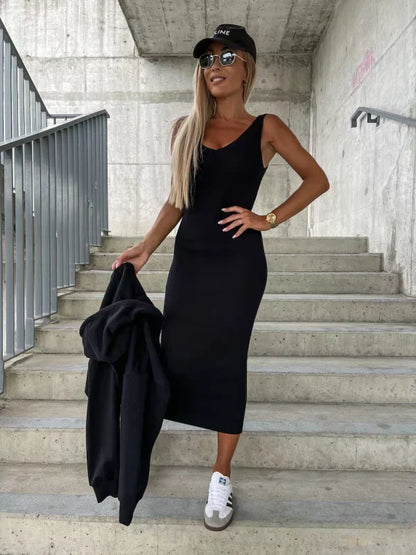 Conjunto de Dos Piezas con Top Oversize y Falda Midi Ajustada para Mujer | Ideal para Ciudad o Uso Informal
