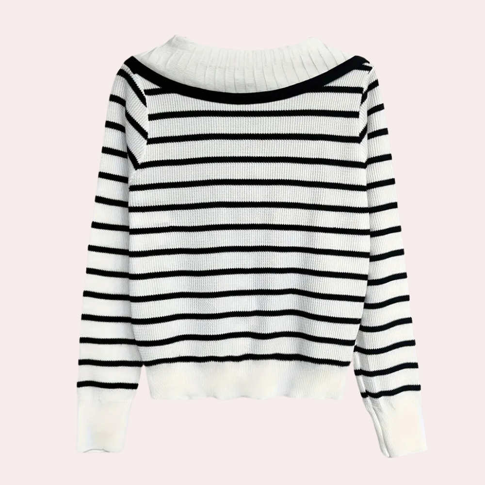 Jersey de Rayas con Nudo y Cierre de Botones para Mujer | Ideal para Uso Diario