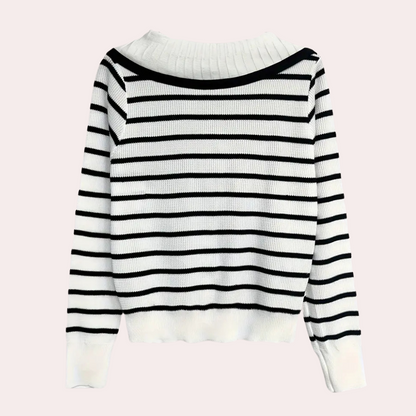 Jersey de Rayas con Nudo y Cierre de Botones para Mujer | Ideal para Uso Diario