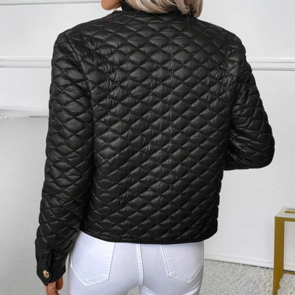 Chaqueta Corta Con Botones Frontales Y Motivo Acolchado Para Mujer | Ideal Para Superposiciones De Entretiempo