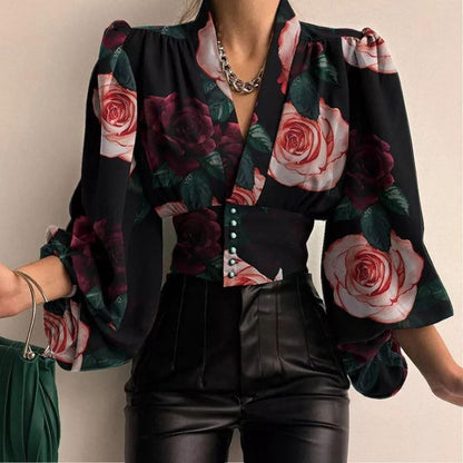 Blusa De Manga Larga Con Corte Entallado Y Escote En V Para Mujer | Ideal Para Uso Diario Y Profesional