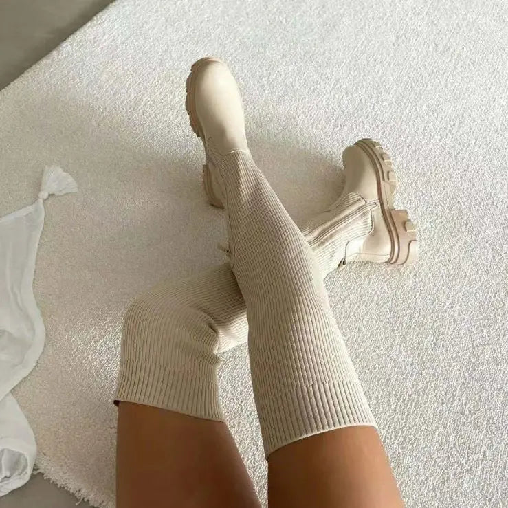 Botas Tipo Calcetín Con Diseño Elástico Para Mujer | Ideal Para Otoño E Invierno