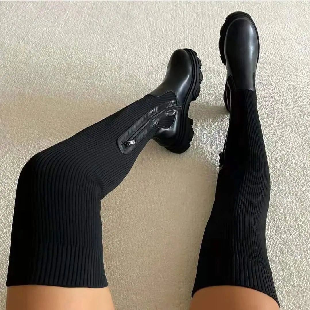 Botas Tipo Calcetín Con Diseño Elástico Para Mujer | Ideal Para Otoño E Invierno