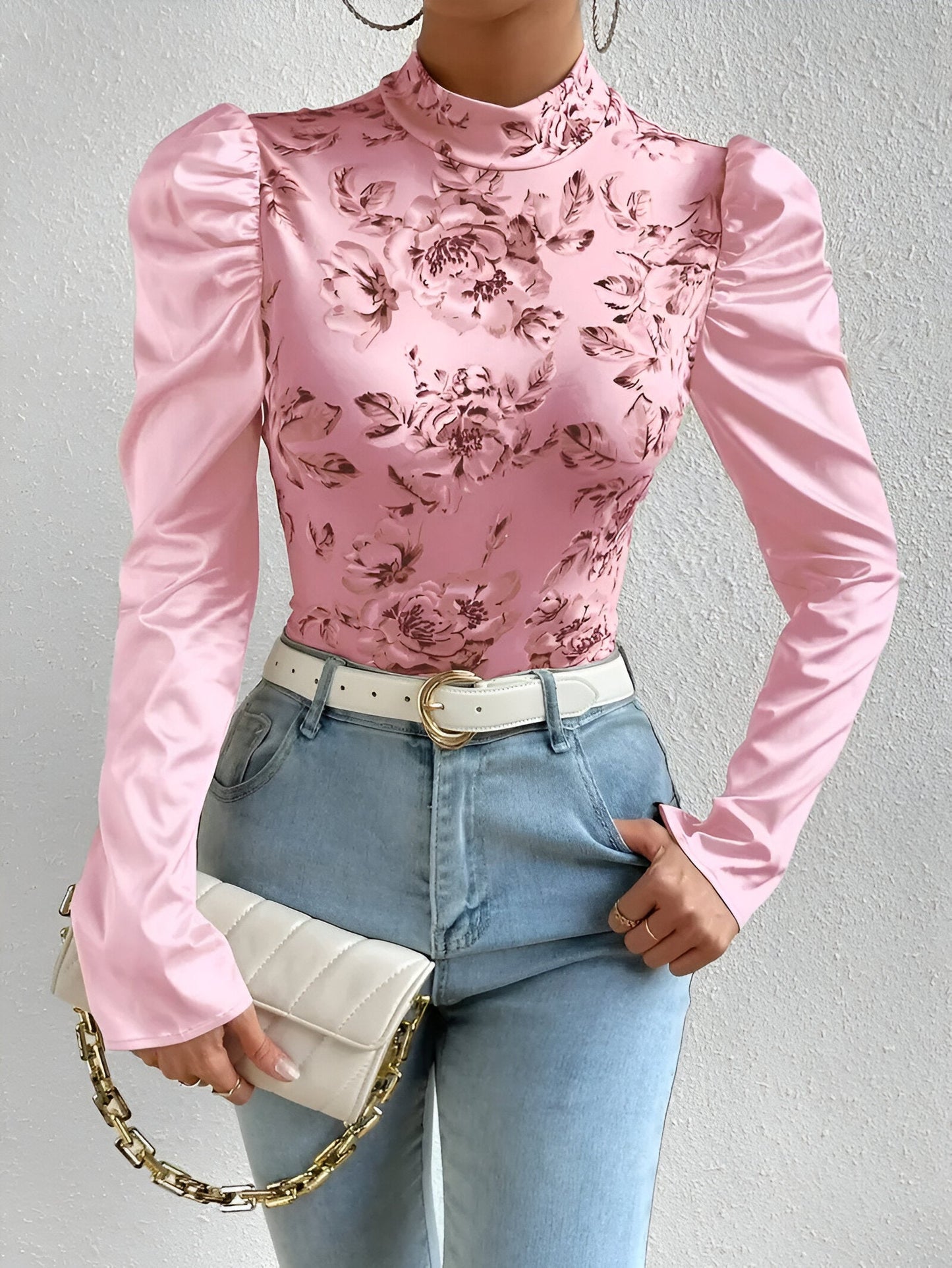Blusa Con Motivo Floral Y Mangas Abullonadas Para Mujer | Ideal Para Uso Diario Y Salidas