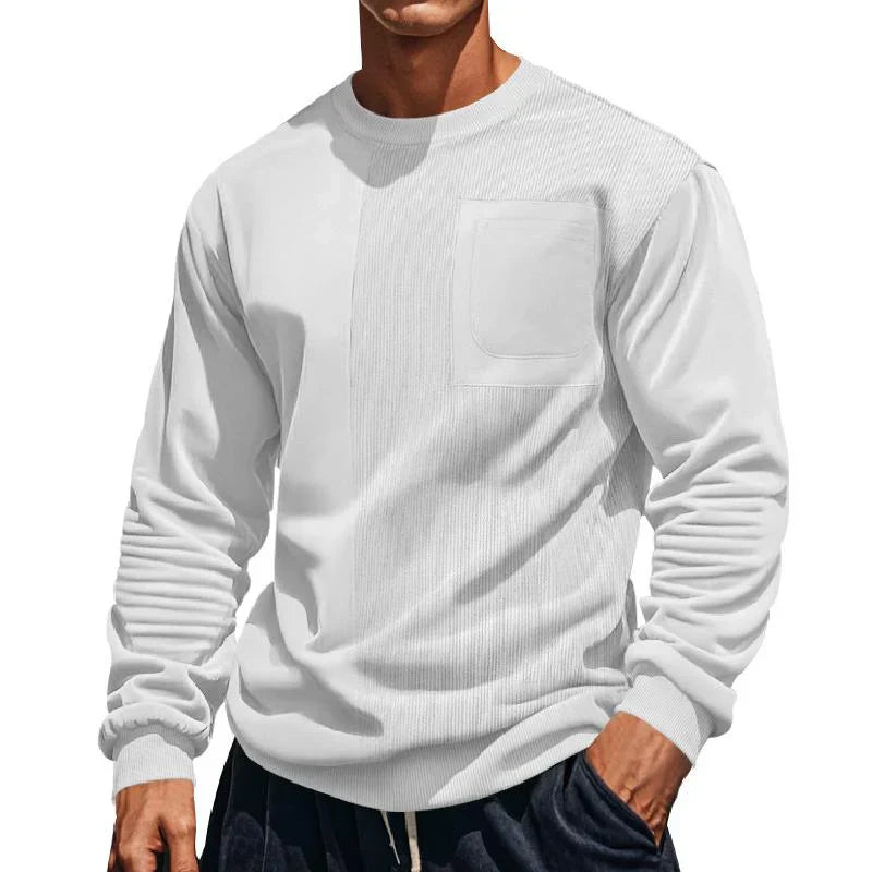 Sudadera De Manga Larga Con Textura Asimétrica Para Hombre | Ideal Para Uso Diario Informal