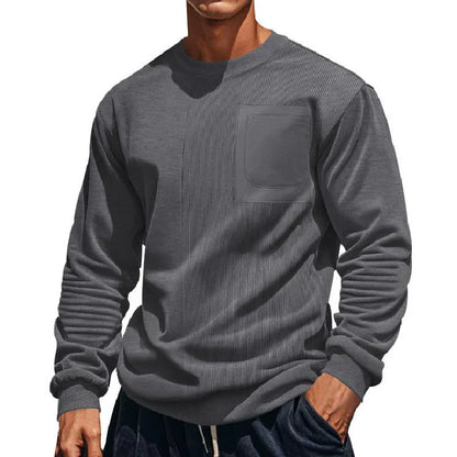 Sudadera De Manga Larga Con Textura Asimétrica Para Hombre | Ideal Para Uso Diario Informal
