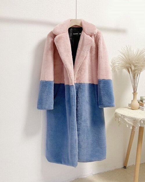 Manteau Largo Bicolor para Mujer | Uso Diario y Profesional