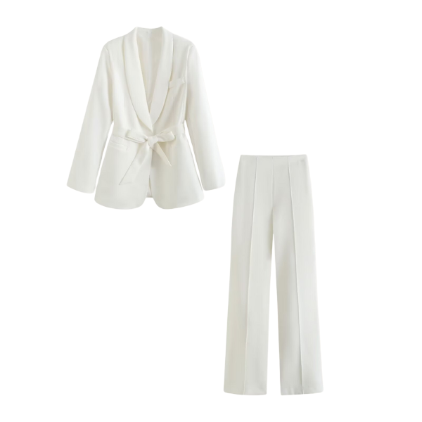 Conjunto De Dos Piezas Con Blazer Ceñido Y Pantalón De Corte Recto Para Mujer | Ideal Para Uso Profesional Y Diario