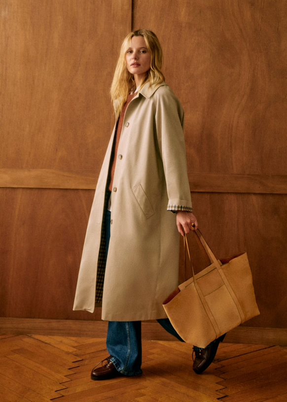 Trench Coat con Cierre Abotonado Integral y Corte Recto Oversize para Mujer | Ideal para Uso Diario