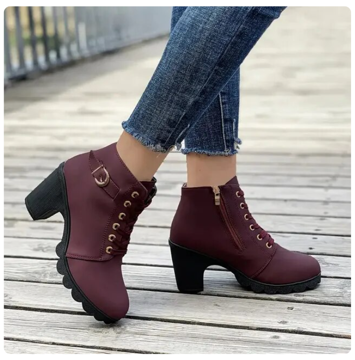Botines de Invierno con Cordones y Cremallera Lateral para Mujer | Ideal para Invierno