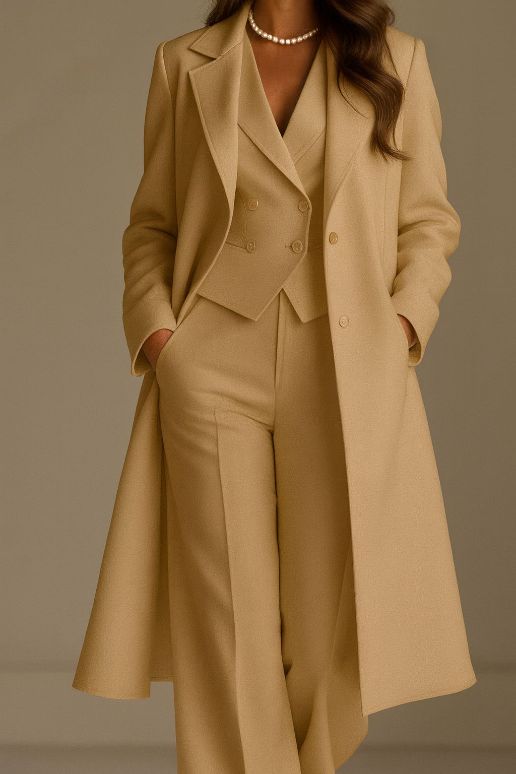 Conjunto de Tres Piezas con Blazer, Chaleco de Doble Botonadura y Pantalón a Juego para Mujer | Ideal para Oficina o Uso Diario