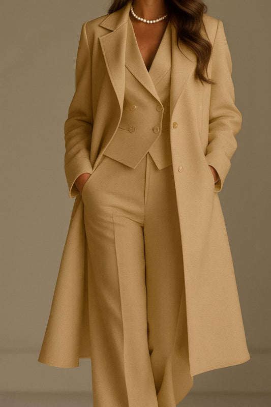 Conjunto de Tres Piezas con Blazer, Chaleco de Doble Botonadura y Pantalón a Juego para Mujer | Ideal para Oficina o Uso Diario