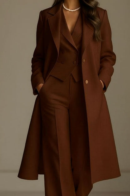 Conjunto de Tres Piezas con Blazer, Chaleco de Doble Botonadura y Pantalón a Juego para Mujer | Ideal para Oficina o Uso Diario