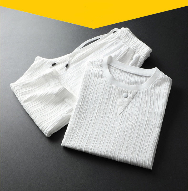 Conjunto Dos Piezas Para Hombre Con Camisa De Manga Corta Y Pantalón | Ideal Para Verano