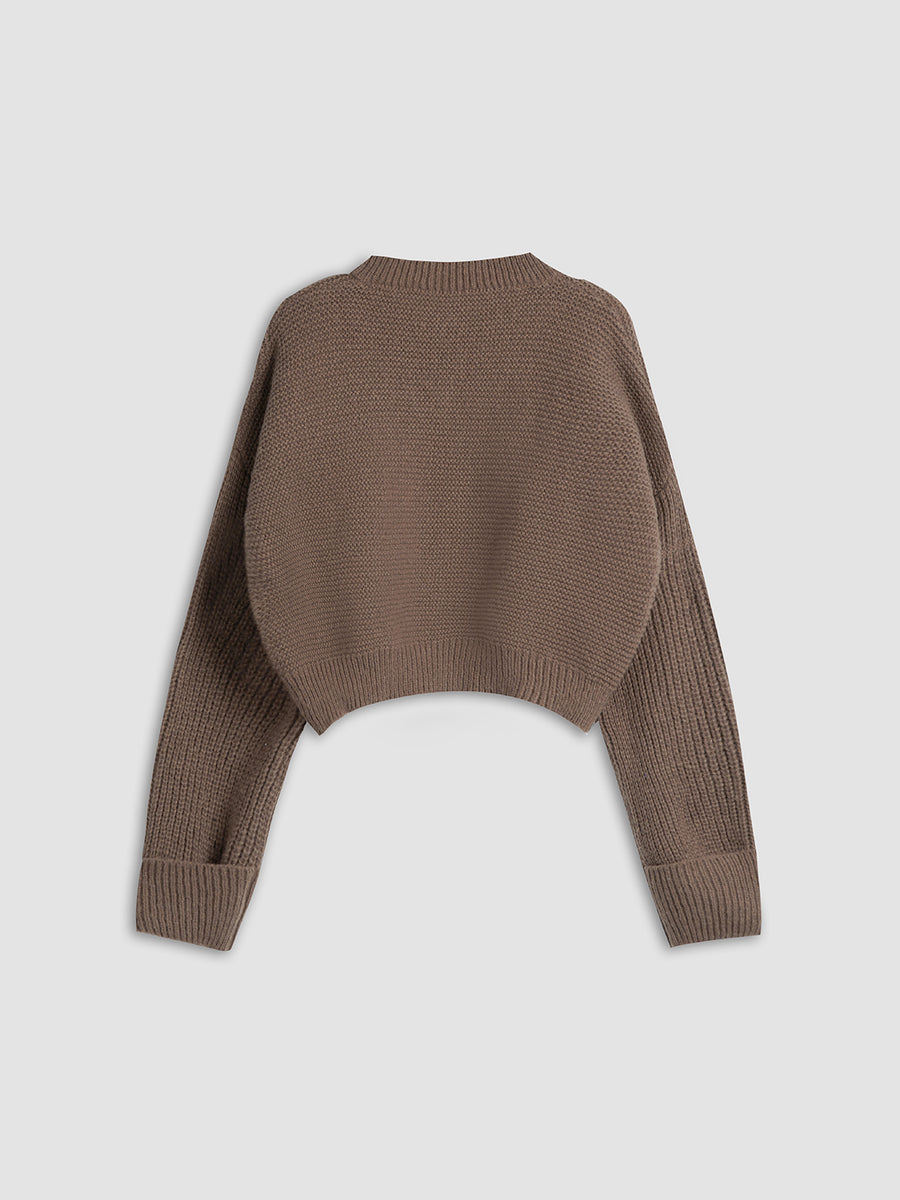 Jersey De Manga Larga Con Cuello En V Y Diseño Liso Para Mujer | Ideal Para Uso Diario