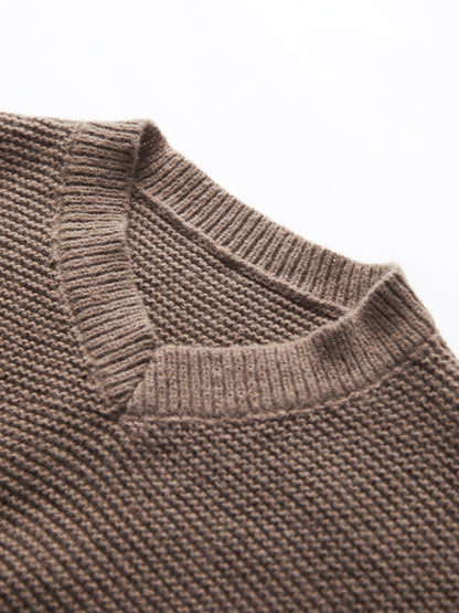 Jersey De Manga Larga Con Cuello En V Y Diseño Liso Para Mujer | Ideal Para Uso Diario