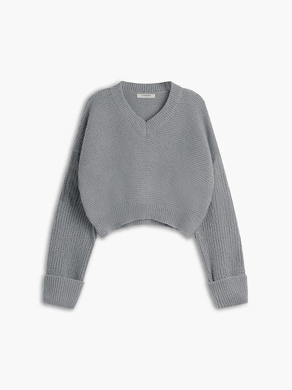 Jersey De Manga Larga Con Cuello En V Y Diseño Liso Para Mujer | Ideal Para Uso Diario
