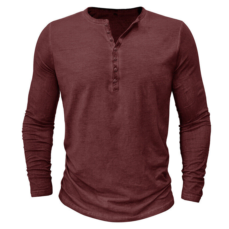 Camiseta Henley de Manga Larga para Hombres | Ideal para Uso Diario