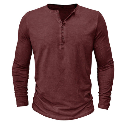Camiseta Henley de Manga Larga para Hombres | Ideal para Uso Diario