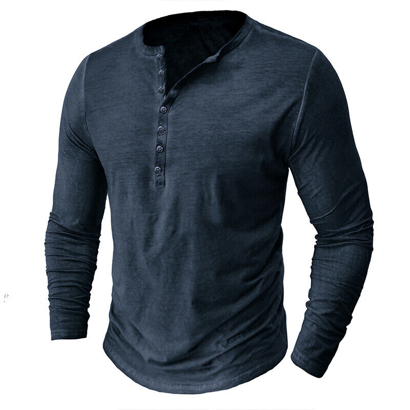 Camiseta Henley de Manga Larga para Hombres | Ideal para Uso Diario