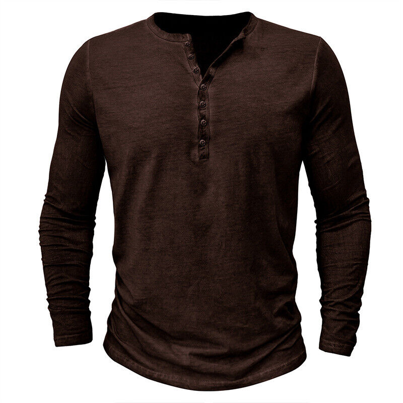 Camiseta Henley de Manga Larga para Hombres | Ideal para Uso Diario