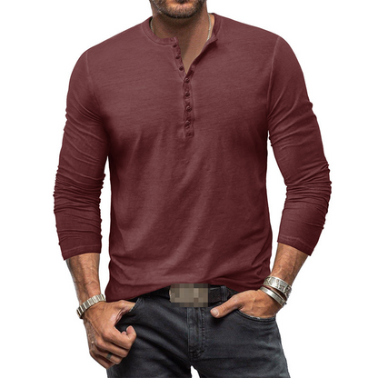 Camiseta Henley de Manga Larga para Hombres | Ideal para Uso Diario