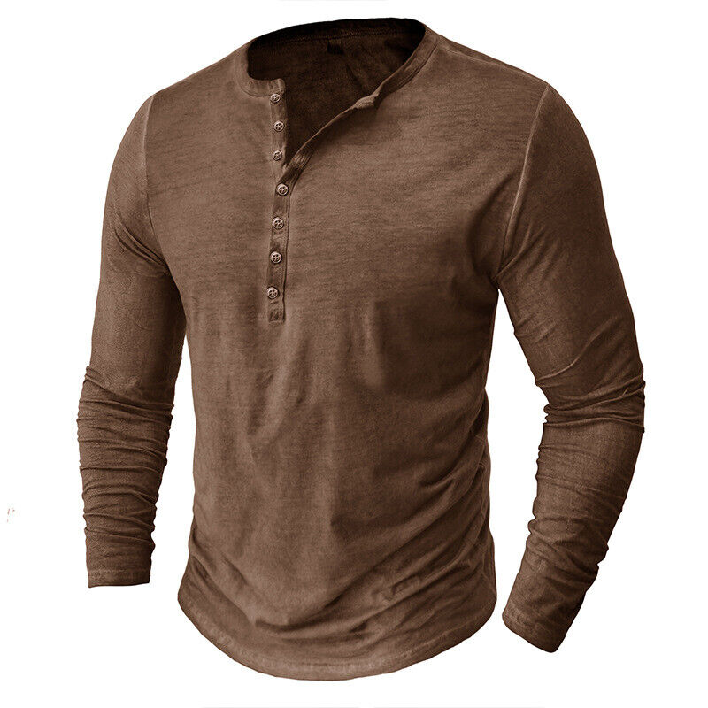 Camiseta Henley de Manga Larga para Hombres | Ideal para Uso Diario