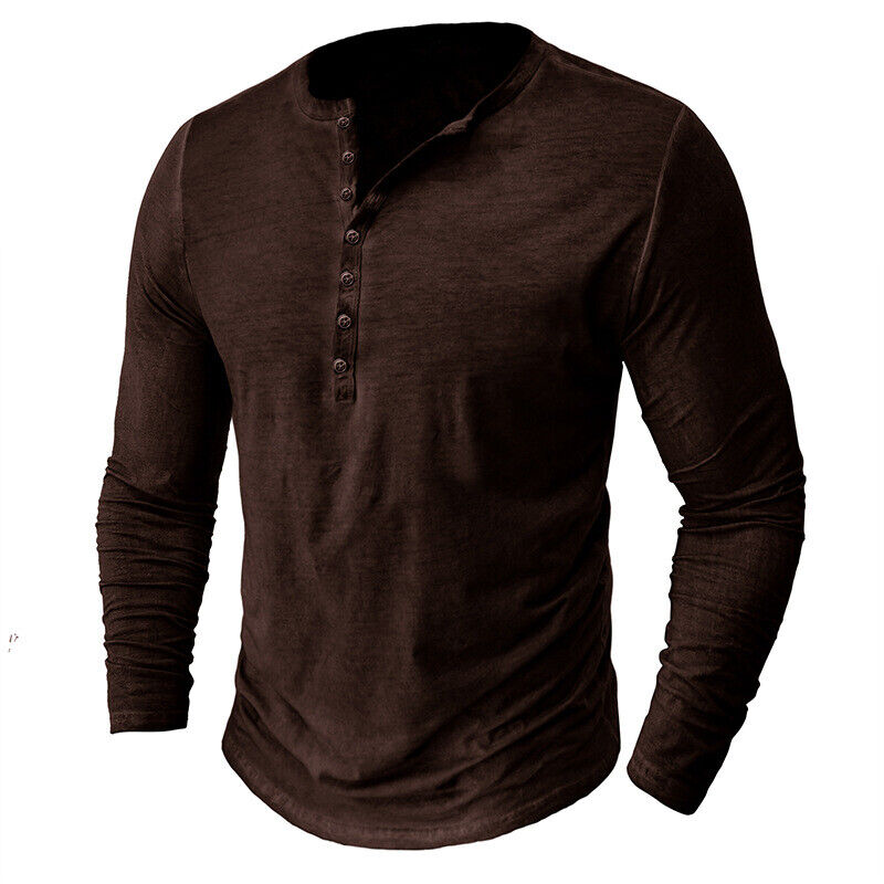 Camiseta Henley de Manga Larga para Hombres | Ideal para Uso Diario