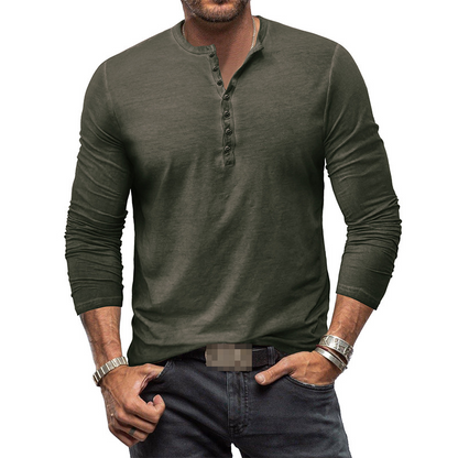 Camiseta Henley de Manga Larga para Hombres | Ideal para Uso Diario