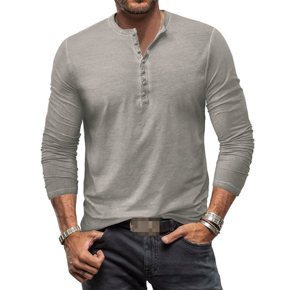 Camiseta Henley de Manga Larga para Hombres | Ideal para Uso Diario