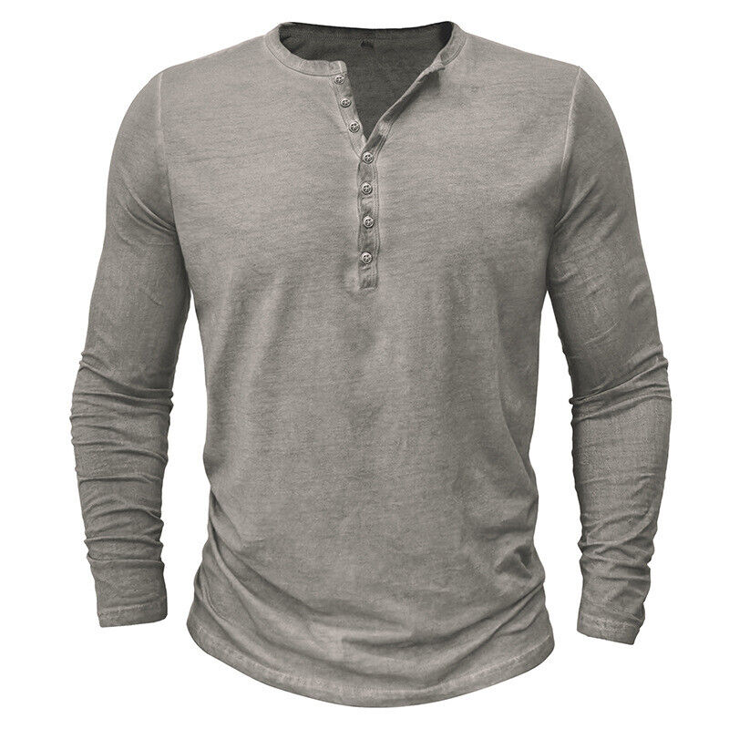 Camiseta Henley de Manga Larga para Hombres | Ideal para Uso Diario