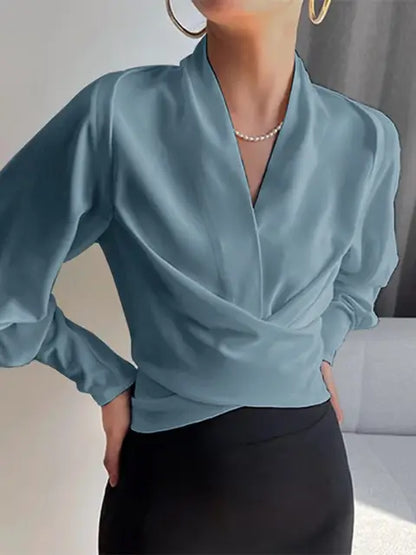 Blusa Con Mangas Abullonadas Y Cintura Plisada Para Mujer | Ideal Para Uso Diario Y Ocasiones