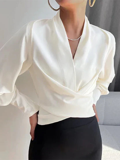 Blusa Con Mangas Abullonadas Y Cintura Plisada Para Mujer | Ideal Para Uso Diario Y Ocasiones