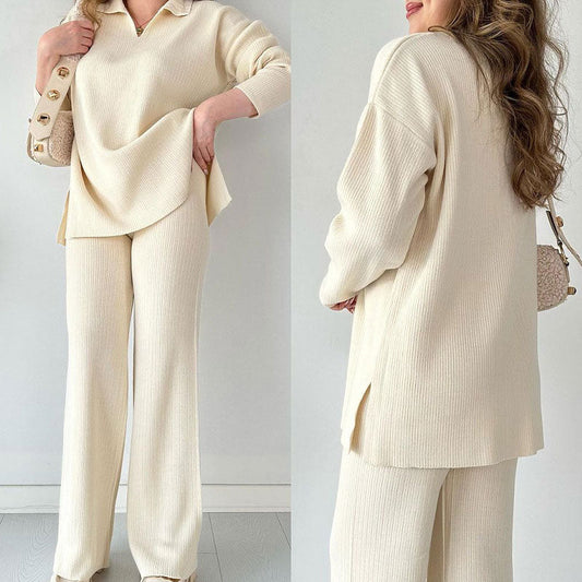 Conjunto Lounge de Dos Piezas con Top y Pantalón de Pierna Ancha para Mujer | Ideal para Uso Diario Informal