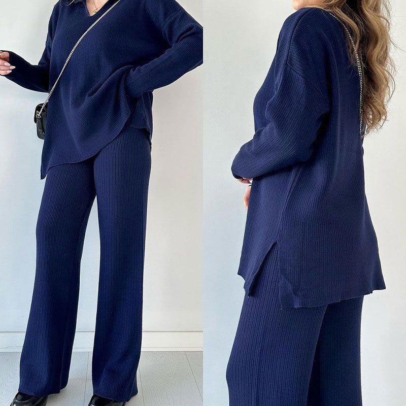 Conjunto Lounge de Dos Piezas con Top y Pantalón de Pierna Ancha para Mujer | Ideal para Uso Diario Informal