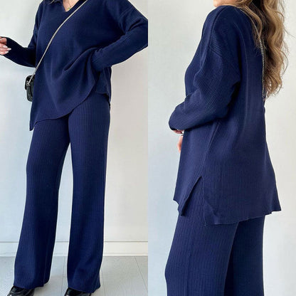 Conjunto Lounge de Dos Piezas con Top y Pantalón de Pierna Ancha para Mujer | Ideal para Uso Diario Informal
