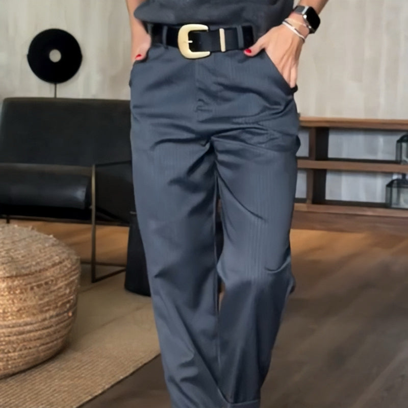 Pantalón De Cintura Alta Con Corte Recto Para Mujer | Ideal Para Uso Diario Y Profesional