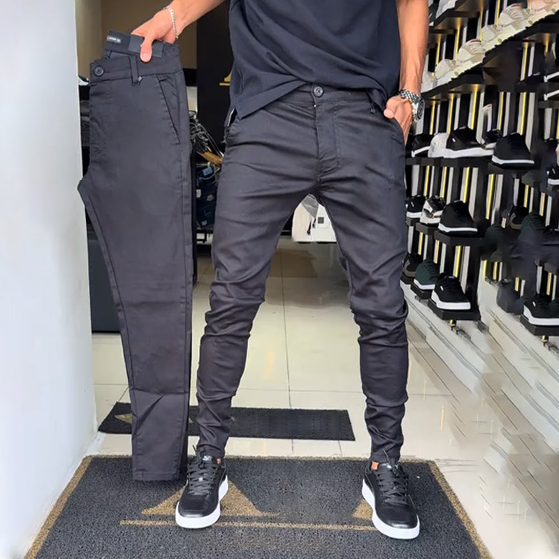 Pantalón Slim con Cierre Frontal y Bolsillos para Hombre | Ideal para Uso Diario