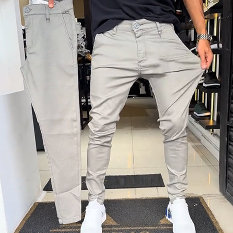 Pantalón Slim con Cierre Frontal y Bolsillos para Hombre | Ideal para Uso Diario