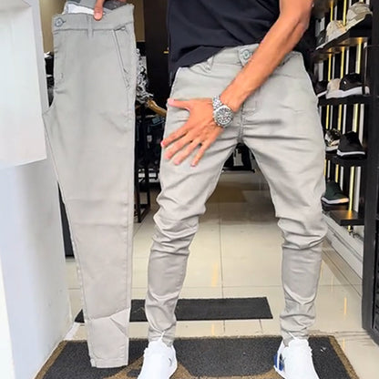 Pantalón Slim con Cierre Frontal y Bolsillos para Hombre | Ideal para Uso Diario