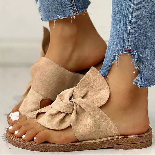 Sandalias Planas Tipo Pantufla Con Detalle De Lazo Para Mujer | Ideales Para Uso Diario En Temporadas Cálidas