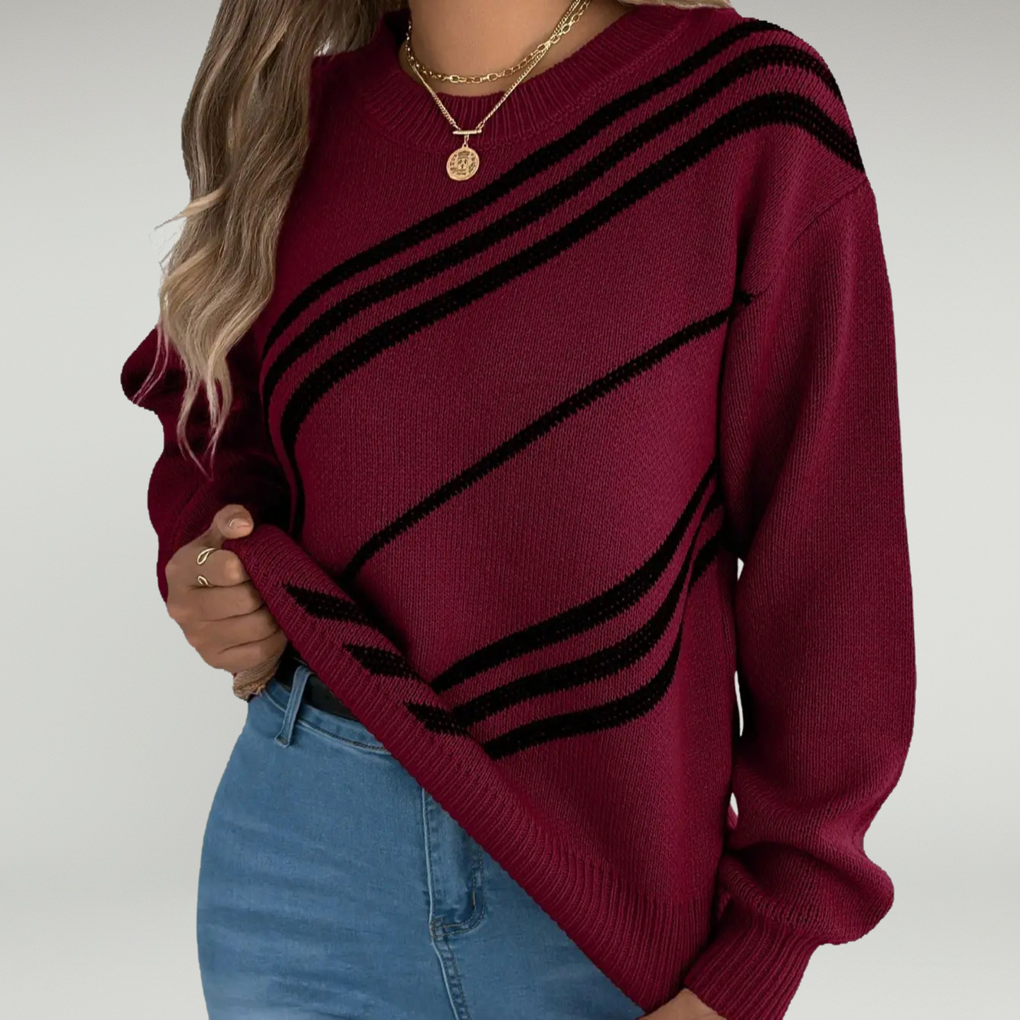 Jersey De Cuello Redondo Con Diseño De Bloques De Color Para Adultos | Ideal Para Invierno Y Uso Casual