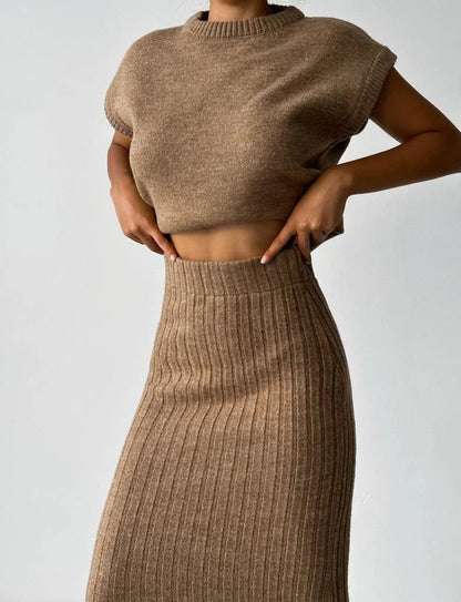 Conjunto de Dos Piezas con Cárdigan y Falda para Mujer | Ideal para Eventos Y Uso Diario