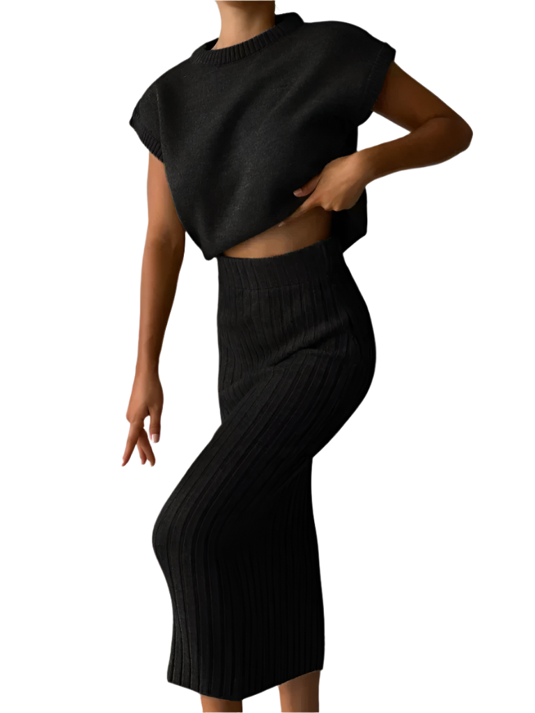 Conjunto de Dos Piezas con Cárdigan y Falda para Mujer | Ideal para Eventos Y Uso Diario